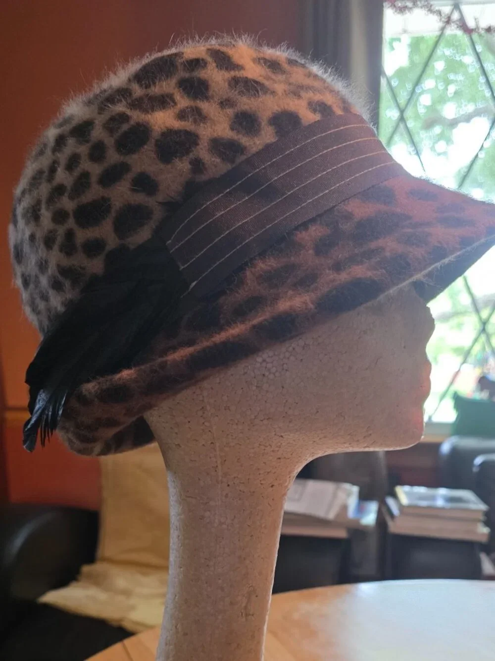 Albertus Swanepoel for Target Leopard Print Rabbit Hair Cloche Bucket Hat